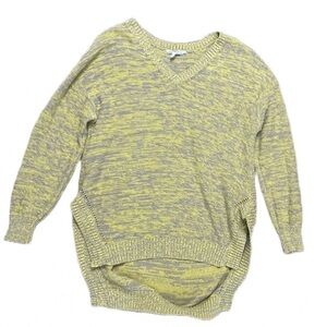 BCBGENERATION marled yellow and gray v neck high low sweater
